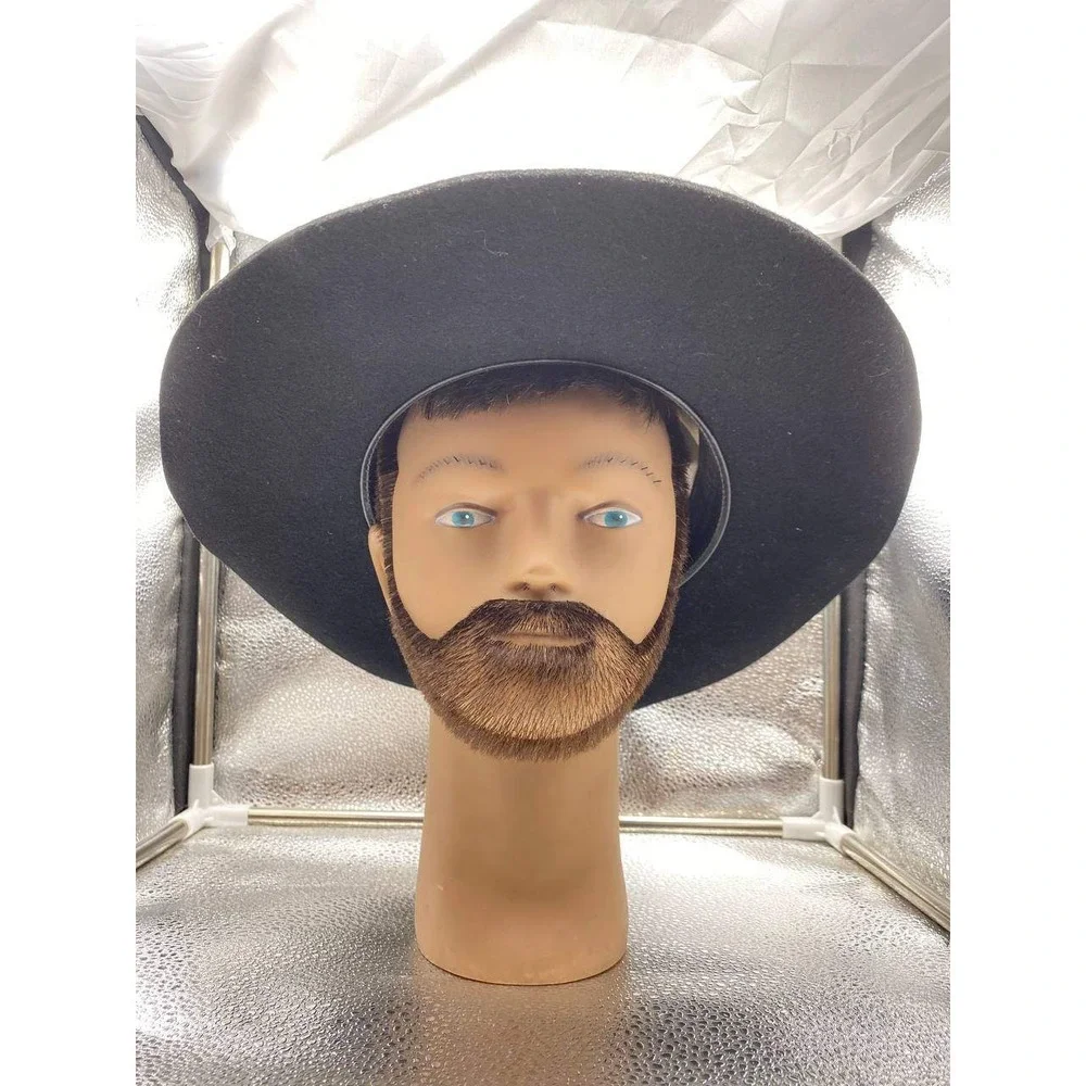 Bee Hat Co Cowboy‎ Hat Mens 7 1/4 Black Felt Turquoise Concho Wide Brim Western